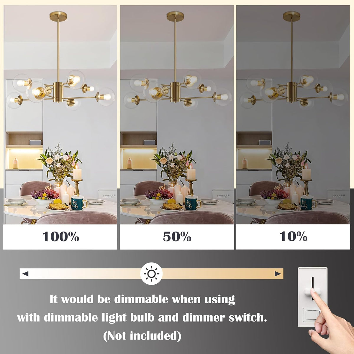 bagood 8-light globe sputnik chandelier modern gold sputnik showing dimensions