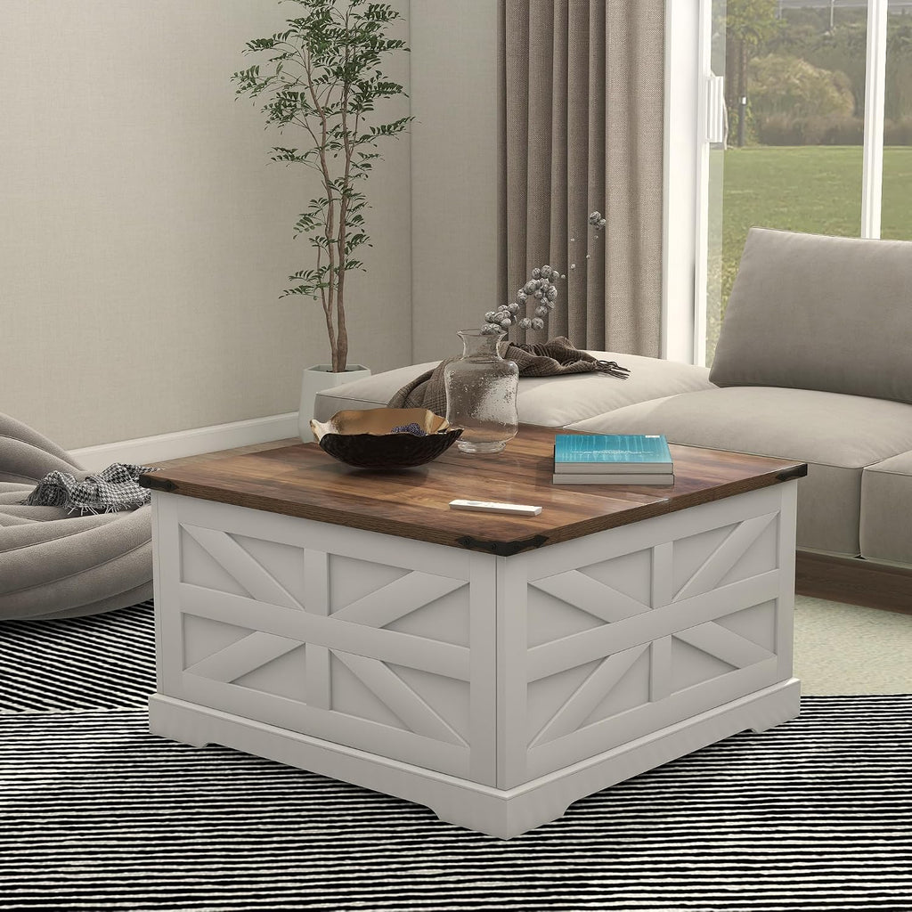 TaoHFE Lift Top Coffee Table with Storage,Rustic Farmhouse Coffee Table