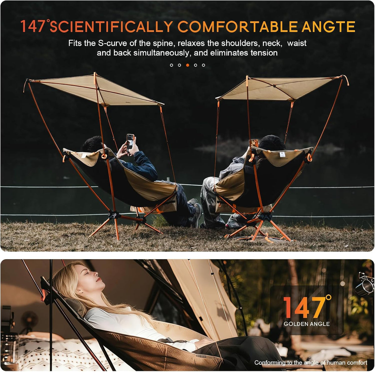 Portable Folding Camping Chair with Sunshade Canopy for Adults