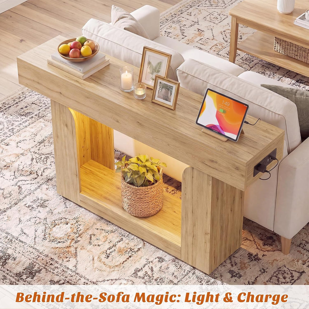 Homieasy Console Table, 47" Entryway Table with Charging Station