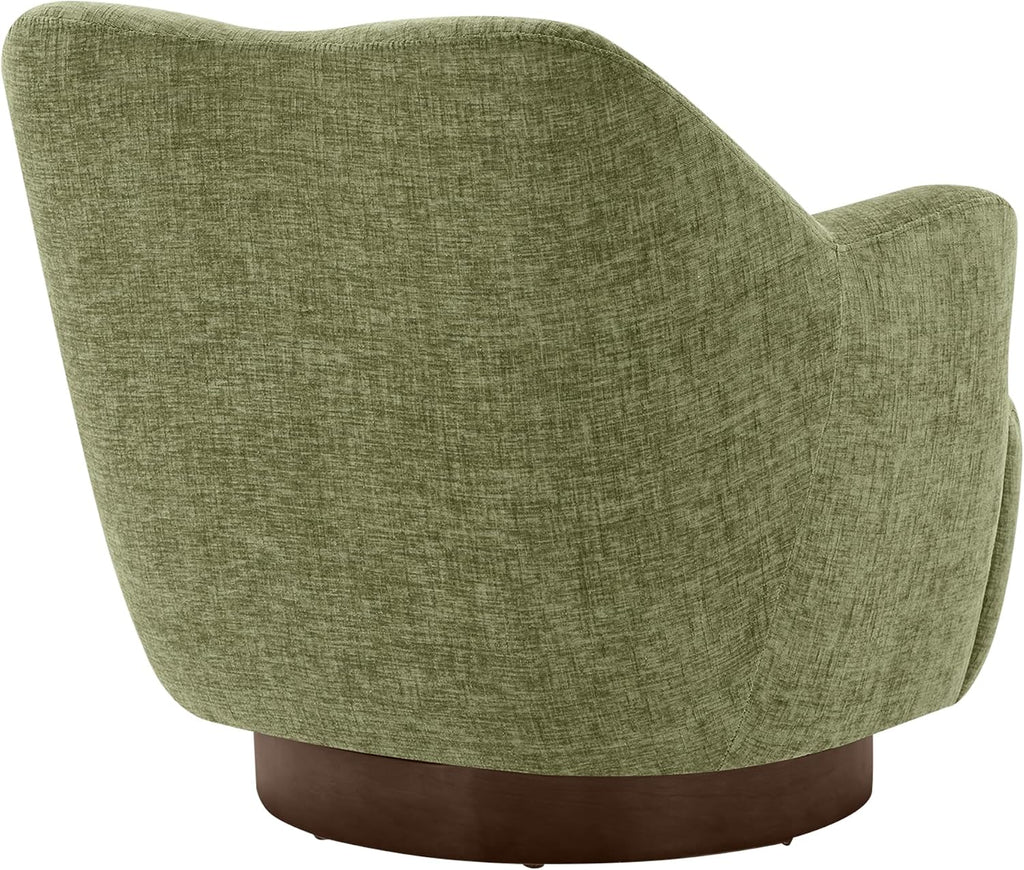 KISLOT Swivel Accent Chair Set of 2,Upholstered Barrel Chair with Curves Camel Back Design,Modern Arm Chair with Wooden Base for Living Room Bedroom Reading Waitingroom,Sage Green