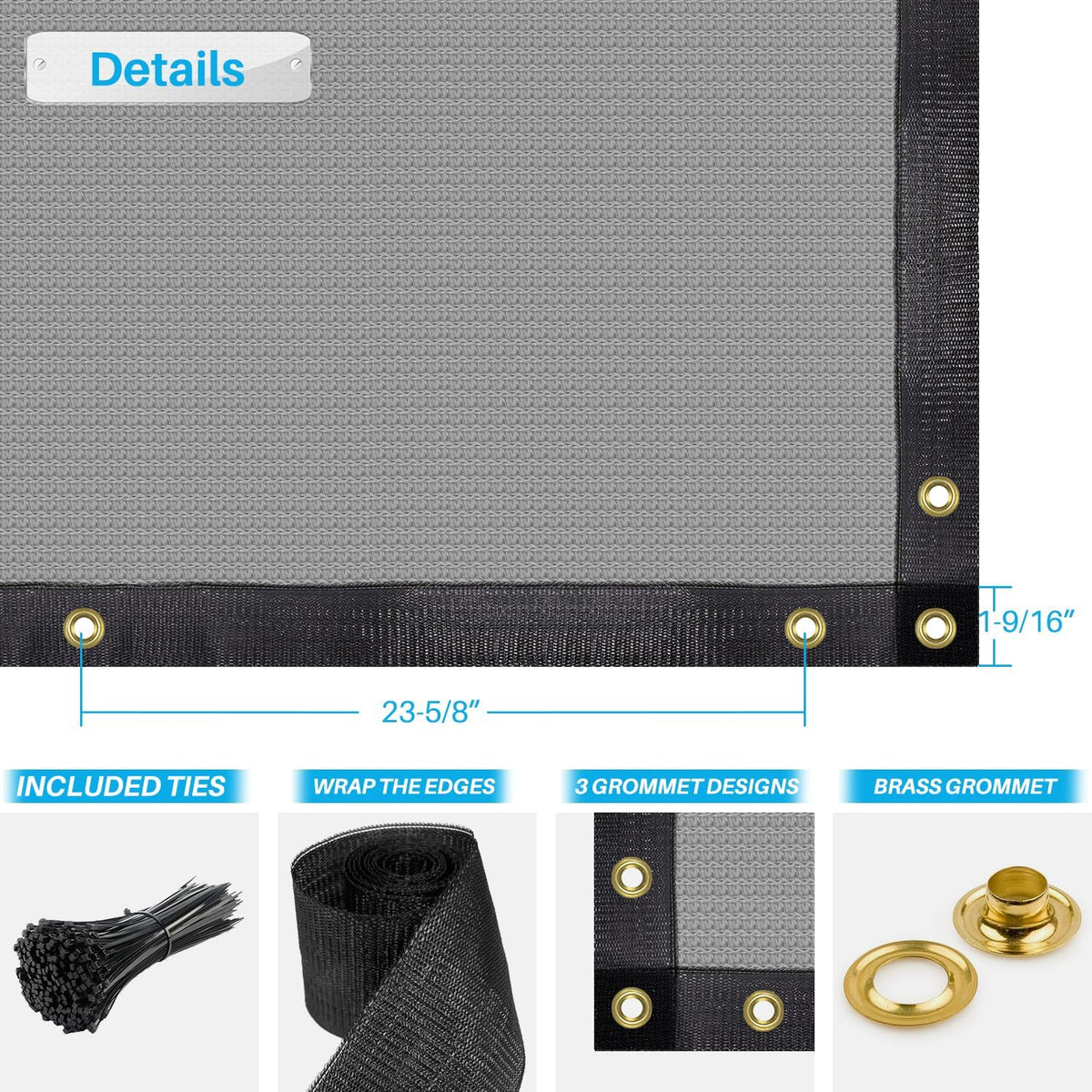 Patio 8' x 40' Fence Privacy Screen Gray Heavy Duty Windscreen Fabric Mesh Fencing Porch Screens, Outside Lattice Panels Chain Link Fences Deck Railing Cover for Outdoor Wall Backyard Balcony Pool