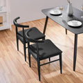 Yaheetech Mid Century Modern Dining Chairs Set of 2 Metal Legs Black Chair