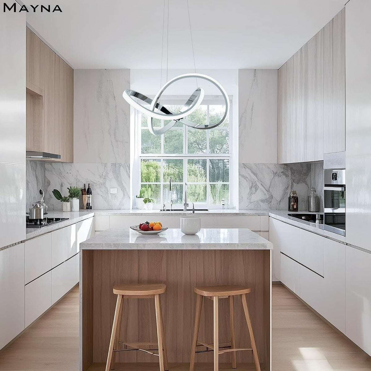 MAYNA Modern LED Chandelier,3000K-6000K Dimmable with Remote Control