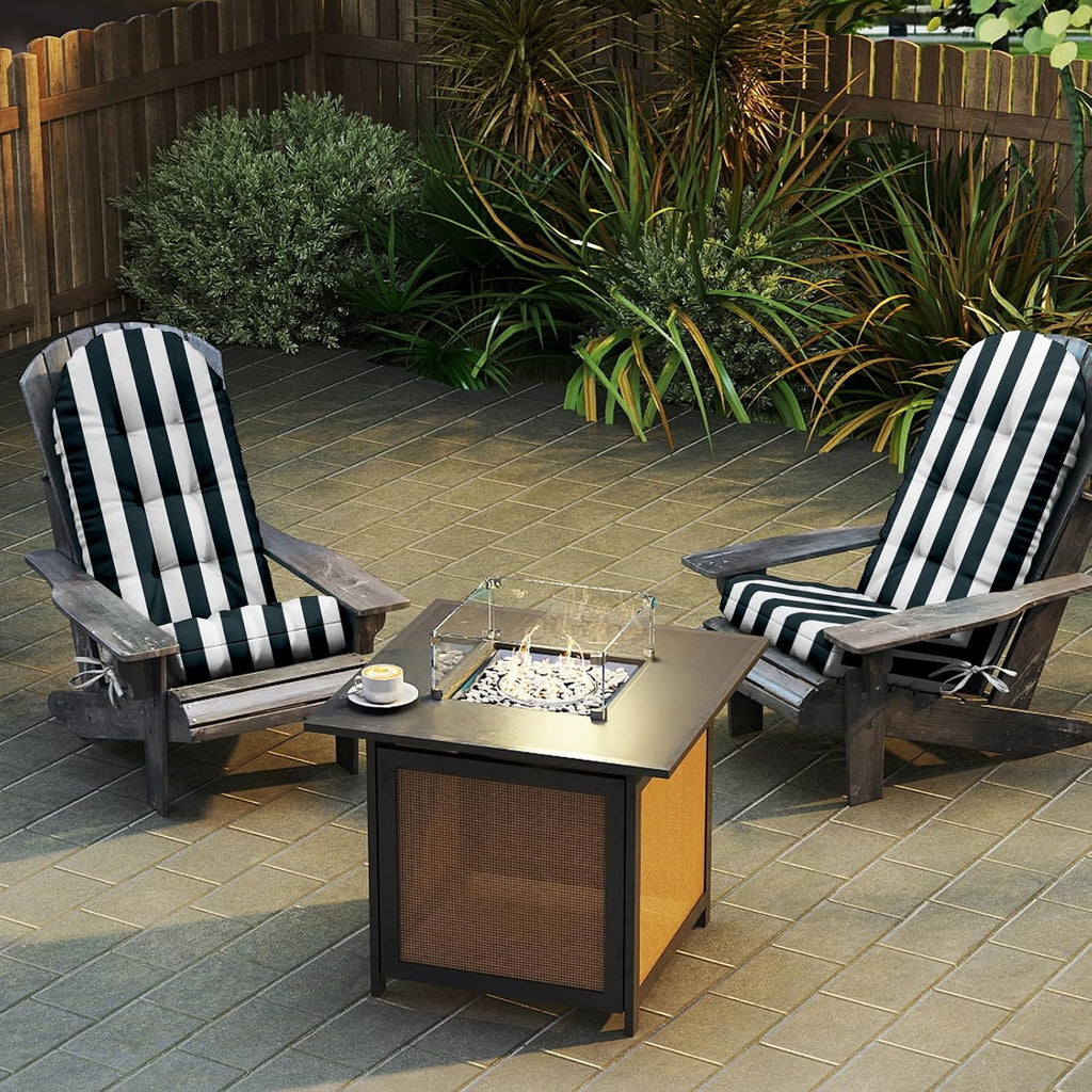 Adirondack Chair Cushions 44x19x4 in Set of 2, Dark Blue Stripe