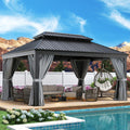 Aoxun 12' X 16' Hardtop Gazebo with Built in Drainage, Aluminum Gazebos