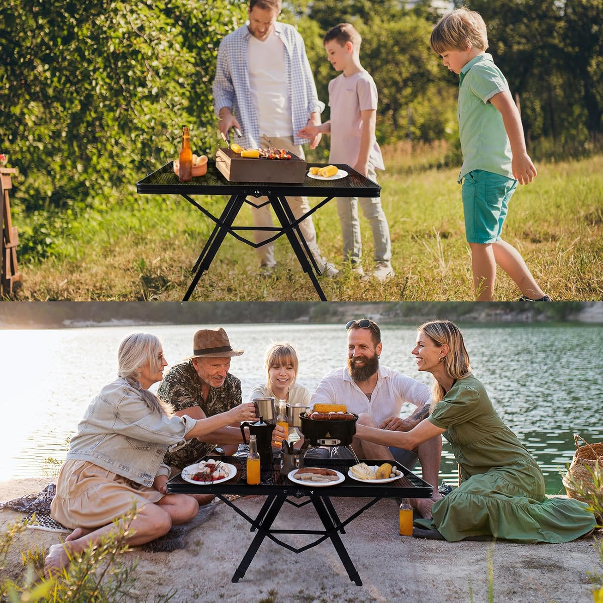 WildFinder Folding Grill Table, 3x2 FT Adjustable Height Camping Table