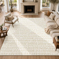 Yamaziot Washable 8x10 Area Rugs for Living Room Non Slip Ivory Beige