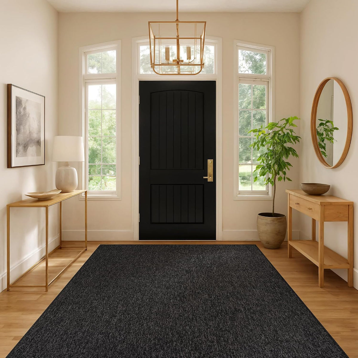 Rugshop Modern Textured Power Loomed Area Rug Non-Slip Dark Gray 5' x 7'