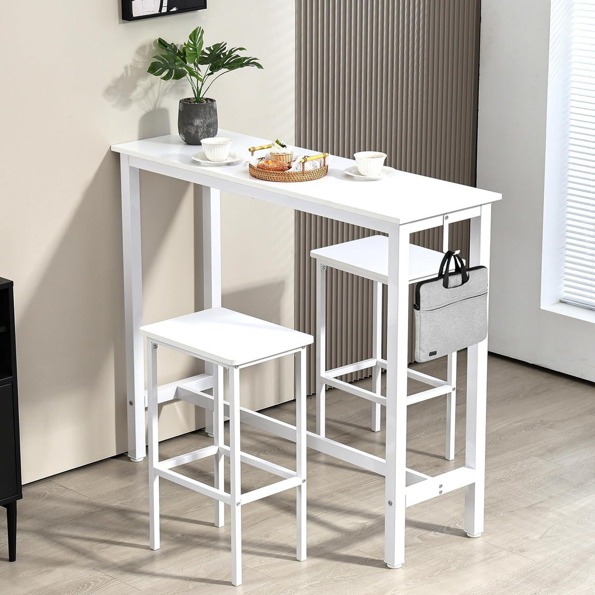 finnhomy 47" industrial bar table set with 2 shown in use