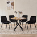 39" Round Dining Table Set for 4, Brown Table & 4 Black Chair