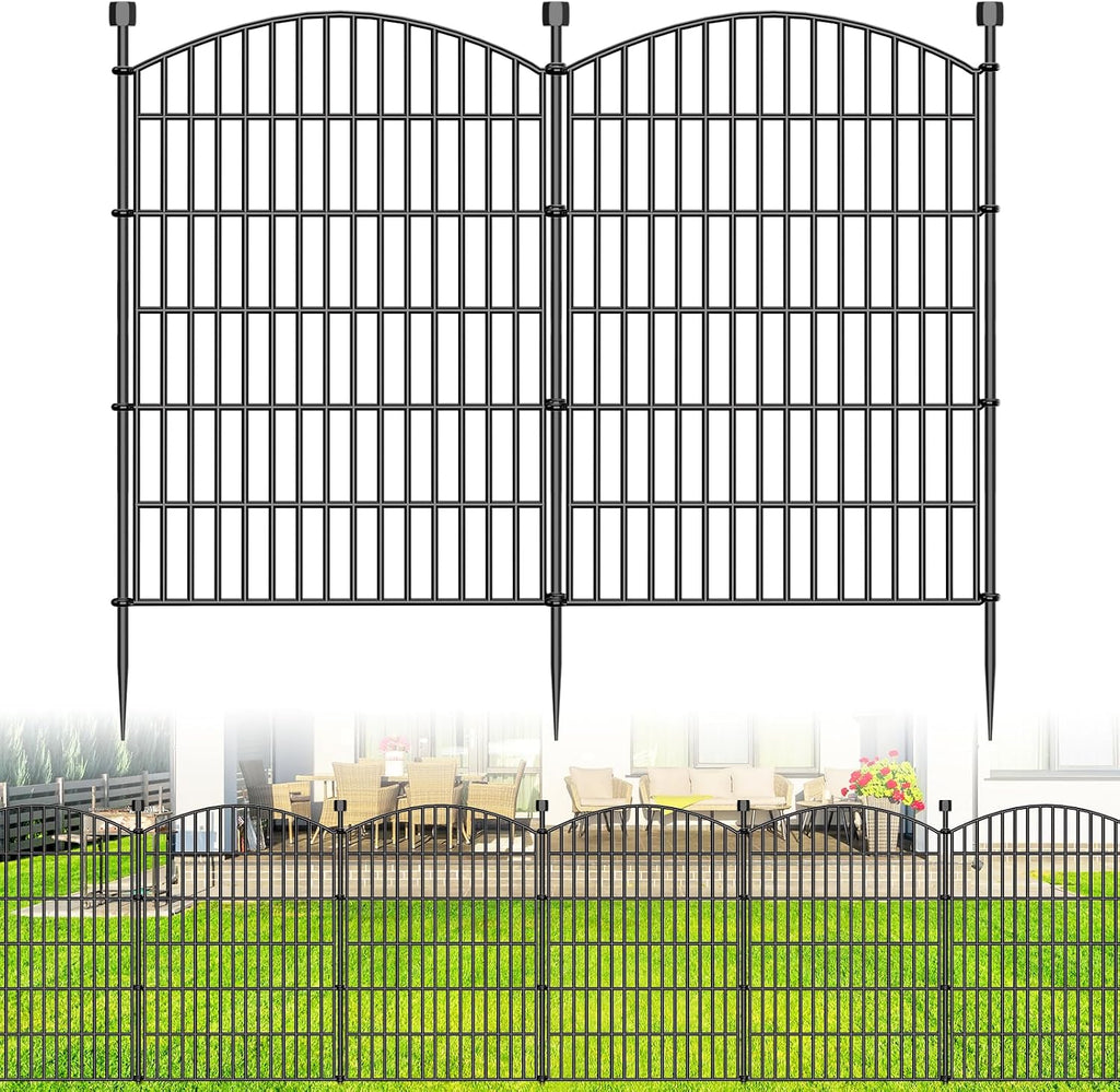 5 Panel No Dig Decorative Garden Fence 40" H x 11.8'L Outdoor Dog Barrier