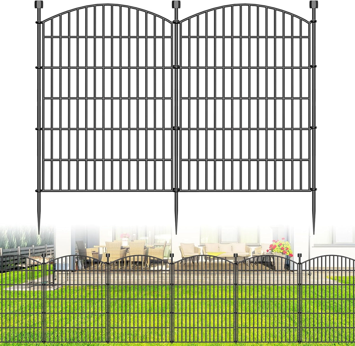 5 Panel No Dig Decorative Garden Fence 40" H x 11.8'L Outdoor Dog Barrier