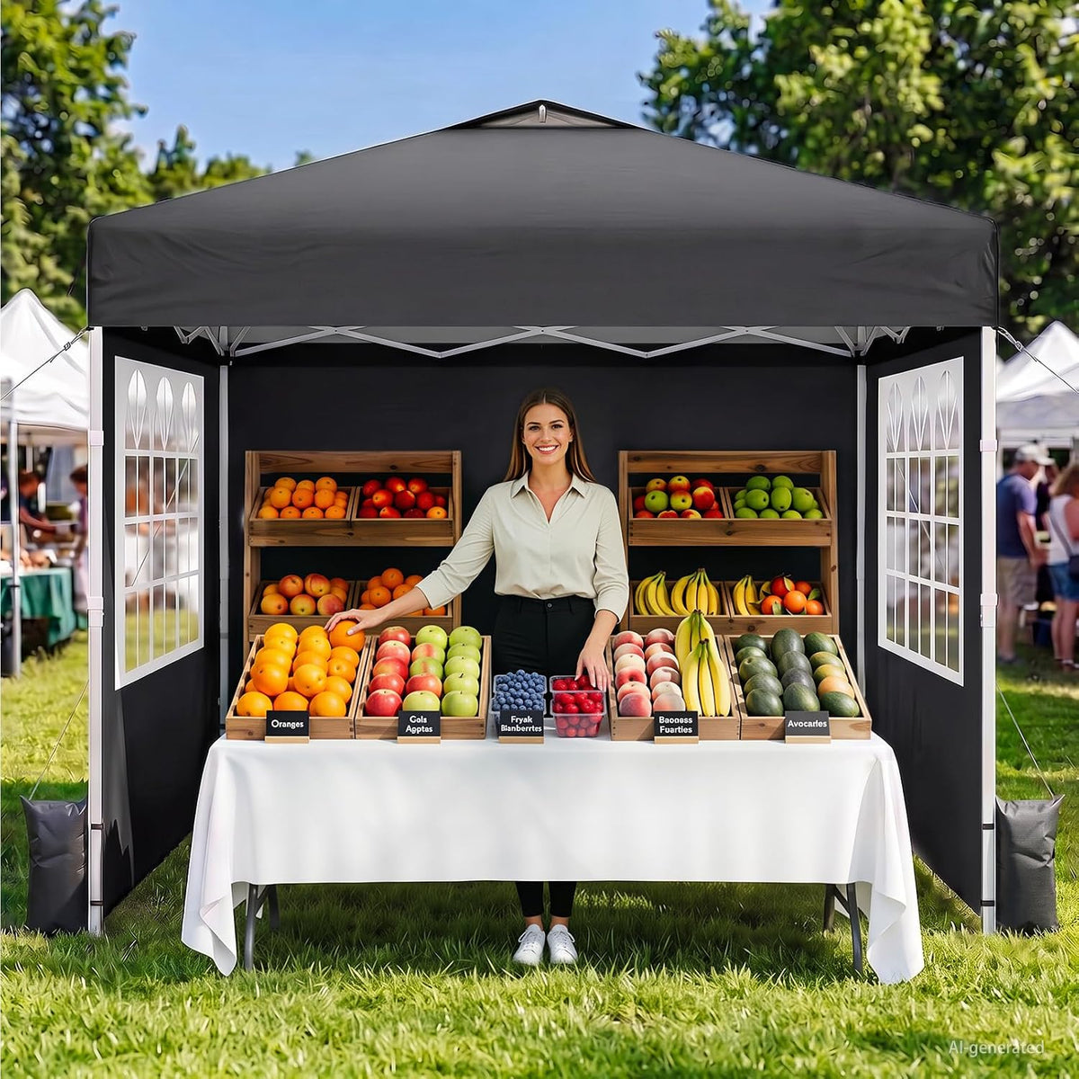 10x10 Pop Up Canopy Tent with Dual Vented Roof, One Push Setup, Black