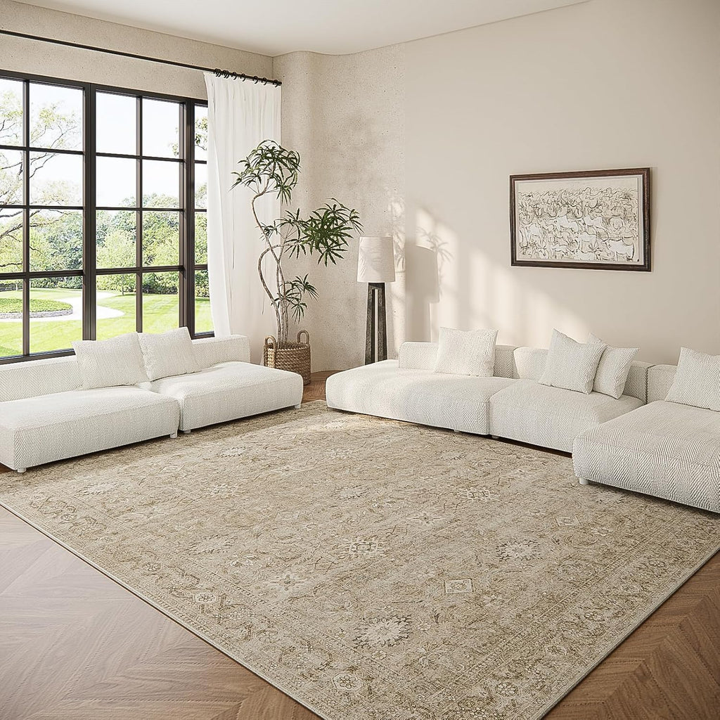 6x9 Area Rugs for Living Room: Washable Bedroom Rug Non Slip Boho Carpet