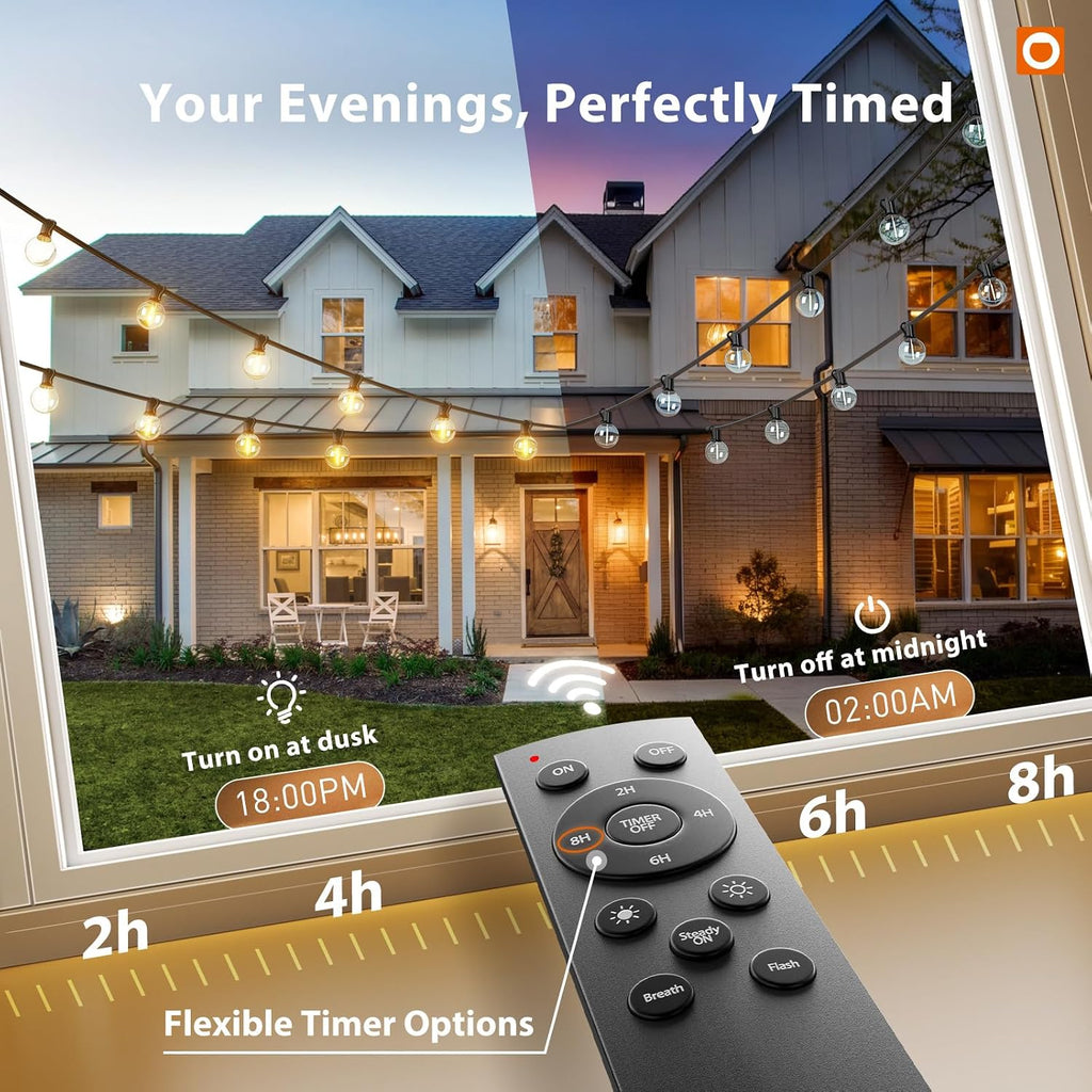 addlon outdoor string lights 100ft g40 with remote, package contents