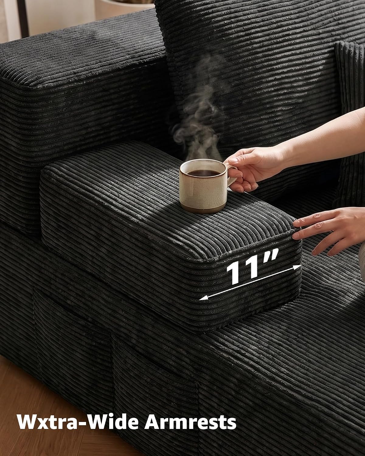 79.5" Oversized Boneless Chaise Lounge, Chaise Lounge Chair Indoor, Black