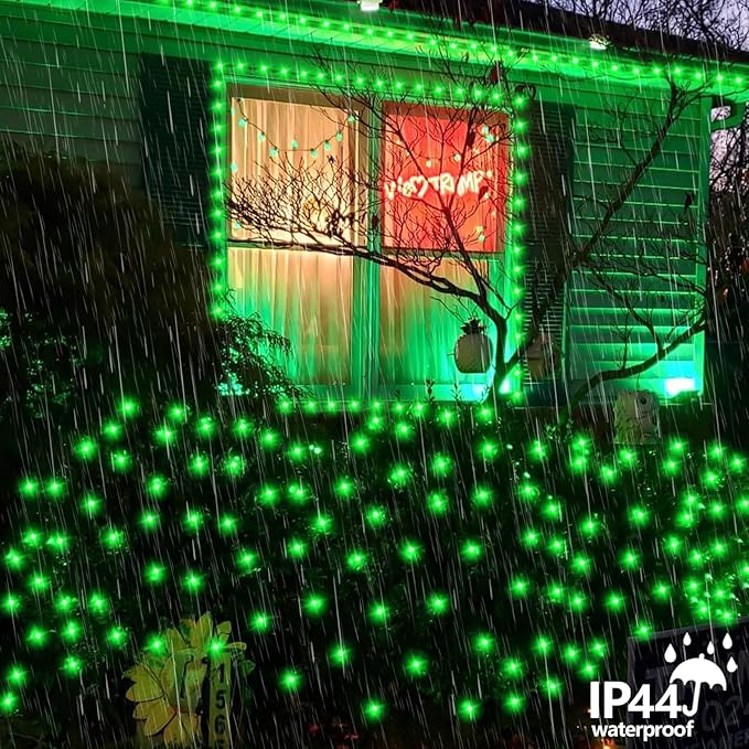 YEGUO 165ft 500 LED Halloween Lights Outdoor Waterproof, Green String Lights Indoor Plug in, 8 Modes Clear Wire for Halloween Holiday Home Tree Garden Patio Decor
