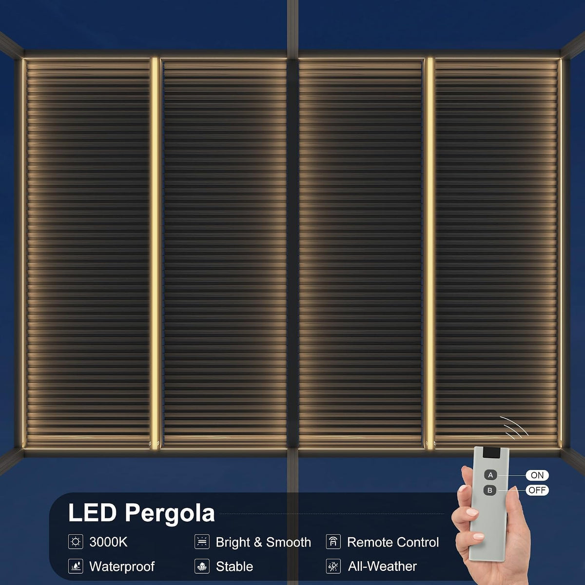 PURPLE LEAF Louvered Pergola 12' x 20' 94AS LED Strip Light Windproof