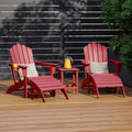 Costaelm Adirondack Chair Footrest Foldable Ottoman, Folding Ottoman Outdoor Foot Rest for Patio Waterproof, Adirondack Ottoman Outdoor, Red