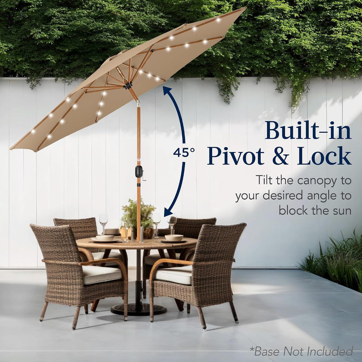 Best Choice Products 10ft Solar Polyester LED Lighted Patio Umbrella w/Tilt Adjustment and UV-Resistant Fabric