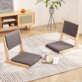 Tiita 2-Pack Foldable Meditation Floor Chairs, Back Support, Wood Dark Grey