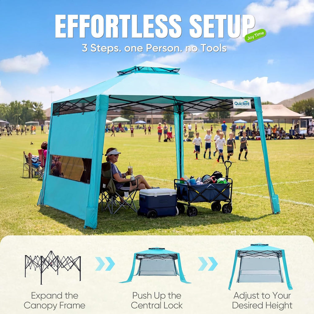 Quictent 10x10 Pop Up Canopy Tent Lightweight & Portable with 1 Sidewall