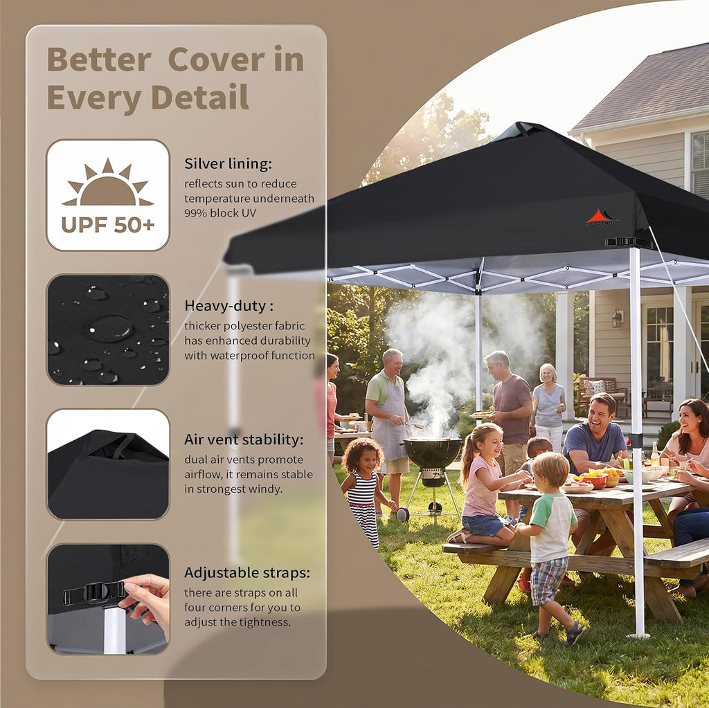 SCOCANOPY Replacement Top with Air Vent for 12x12 Canopy Frame, Canopy Cover ONLY, (Black)