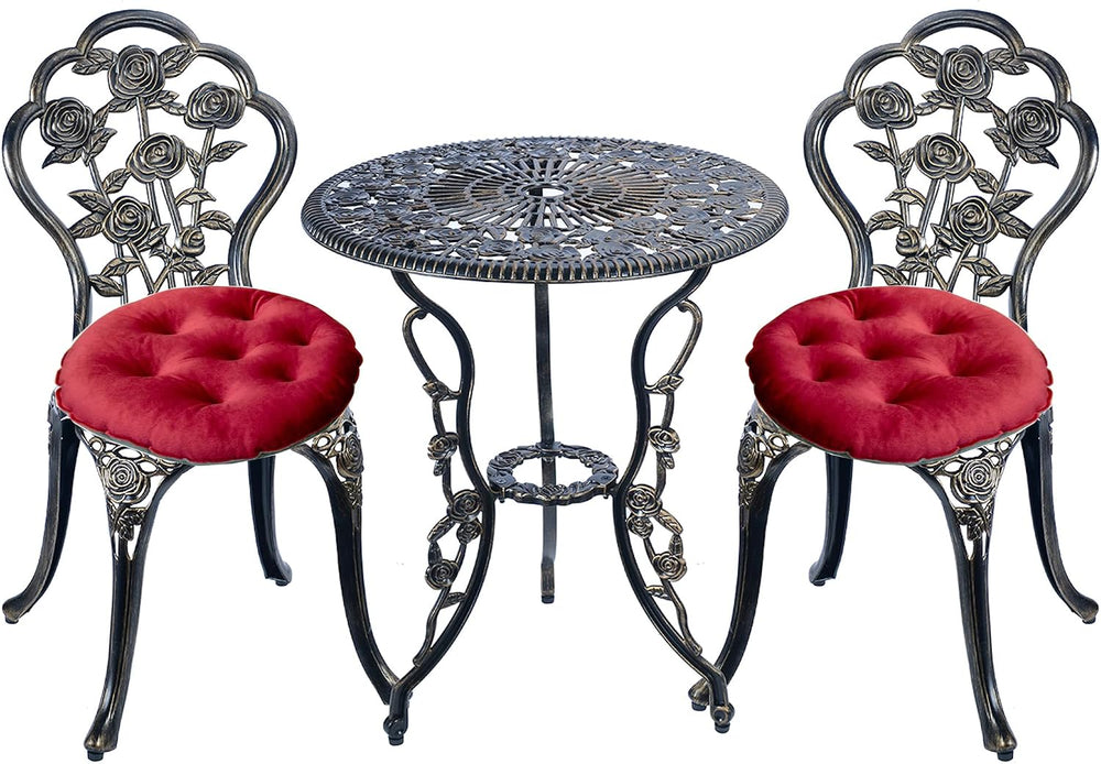 Mandolin Copper Rose Cast Aluminum 5 Piece Patio Dining Bistro Set