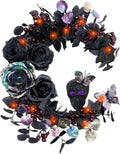 18 Inch Halloween Wreath for Front Door, Iridescent Leaves