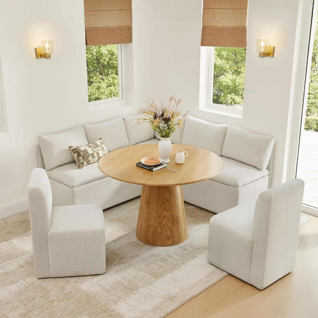 CHITA Breakfast Nook Bench with Storage, Banquette Seating, 4 Seats, Linen
