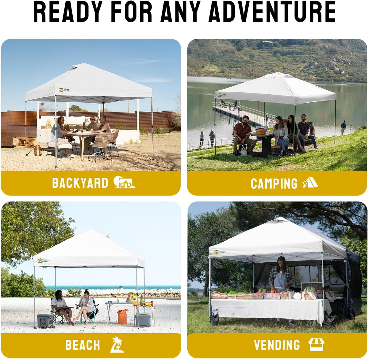 CROWN SHADES 12x12 Pop Up Canopy Tent with One Push Setup, Grid White