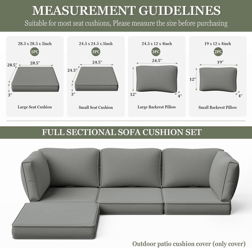 9 Pcs Outdoor Patio Cushions Covers Replacement Sets, Covers Only