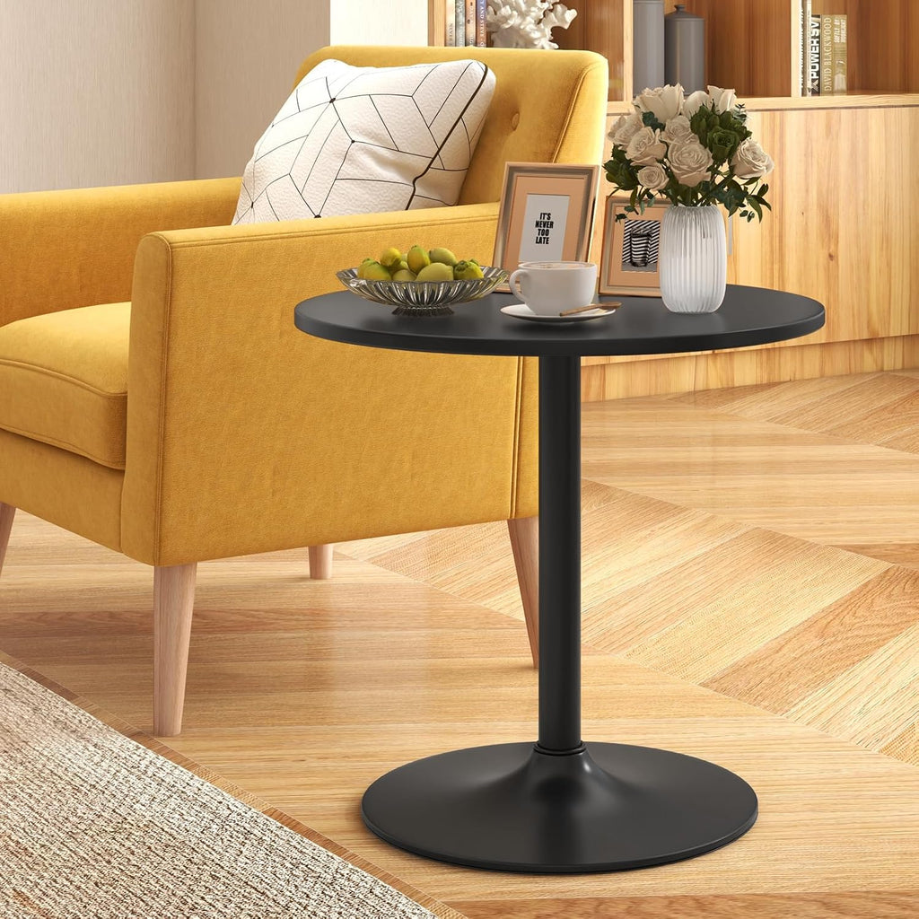 COSTWAY Round Bistro Table, Height Adjustable Bar Height Cocktail Table
