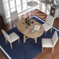 Knocbel Farmhouse 4-Person Extendable Dining Table Set, 5-Piece Dinette Set with Upholstered Nailhead Trim Chairs, Kitchen Dining Room Small Space Furniture Set, Standard Height (Natural Wood Wash)