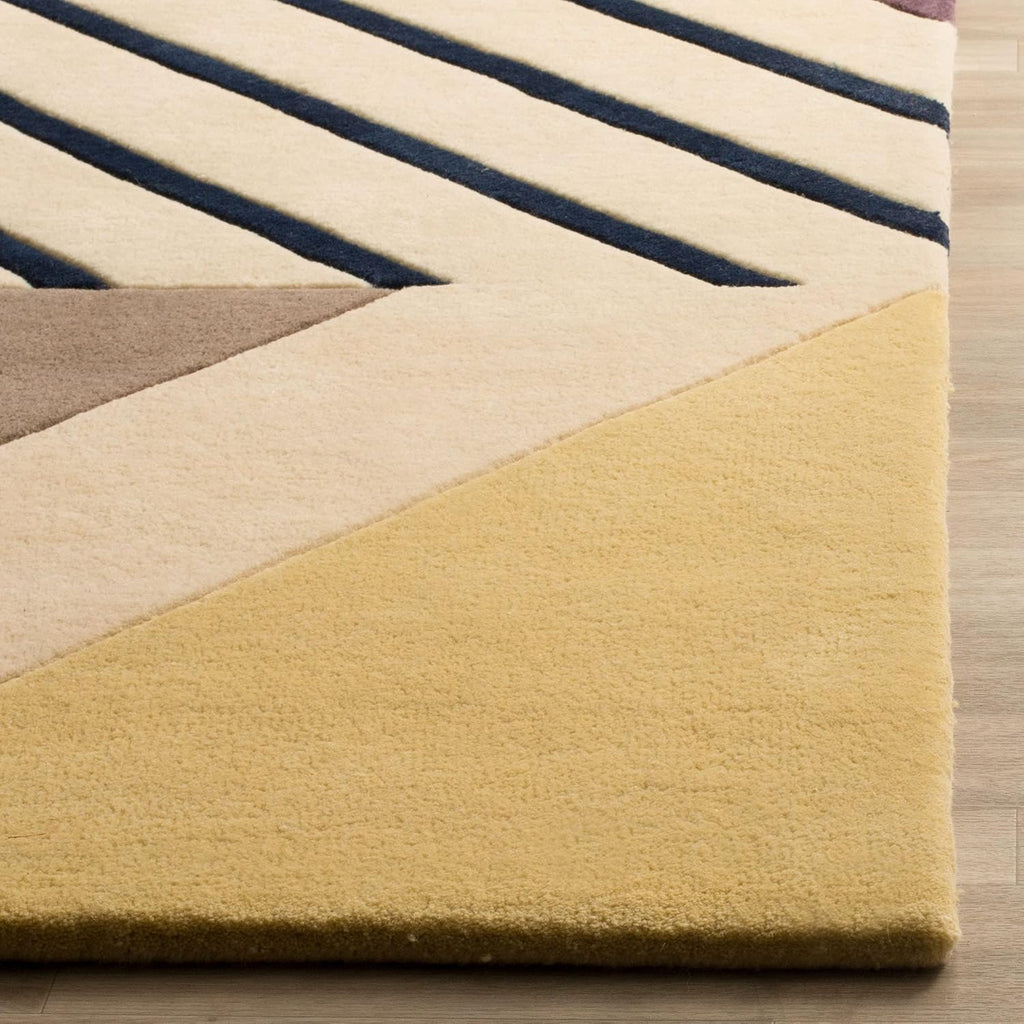 SAFAVIEH Fifth Avenue Collection 8' x 10' Ivory/Multi FTV120A Handmade Mid-Century Modern Abstract Wool Area Rug