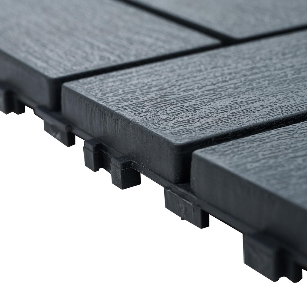 44 Sq. ft Plastic Interlocking Deck Tiles, ACIDBOLT 44 PCS 12" x 12" Patio Waterproof Indoor Outdoor Flooring All Weather Use, Patio Floor Decking Tiles for Porch Poolside Balcony Backyard, Gray