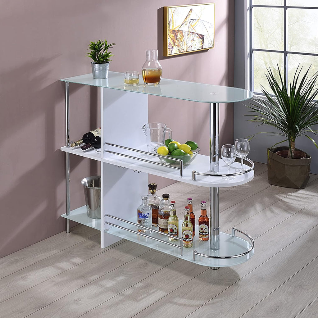 kings brand furniture bar table with two tempered shown in use
