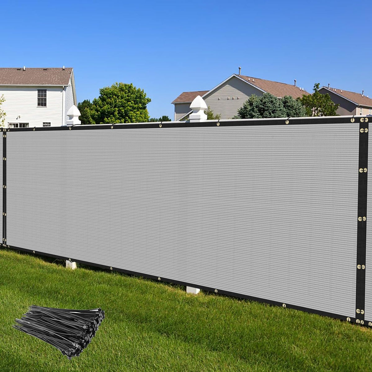 Privacy Fence Screen 6' x 30' Fencing Cover Heavy Duty Mesh Windscreen Cloth for Outdoor Garden Patio Backyard Chain Link Fence Gray