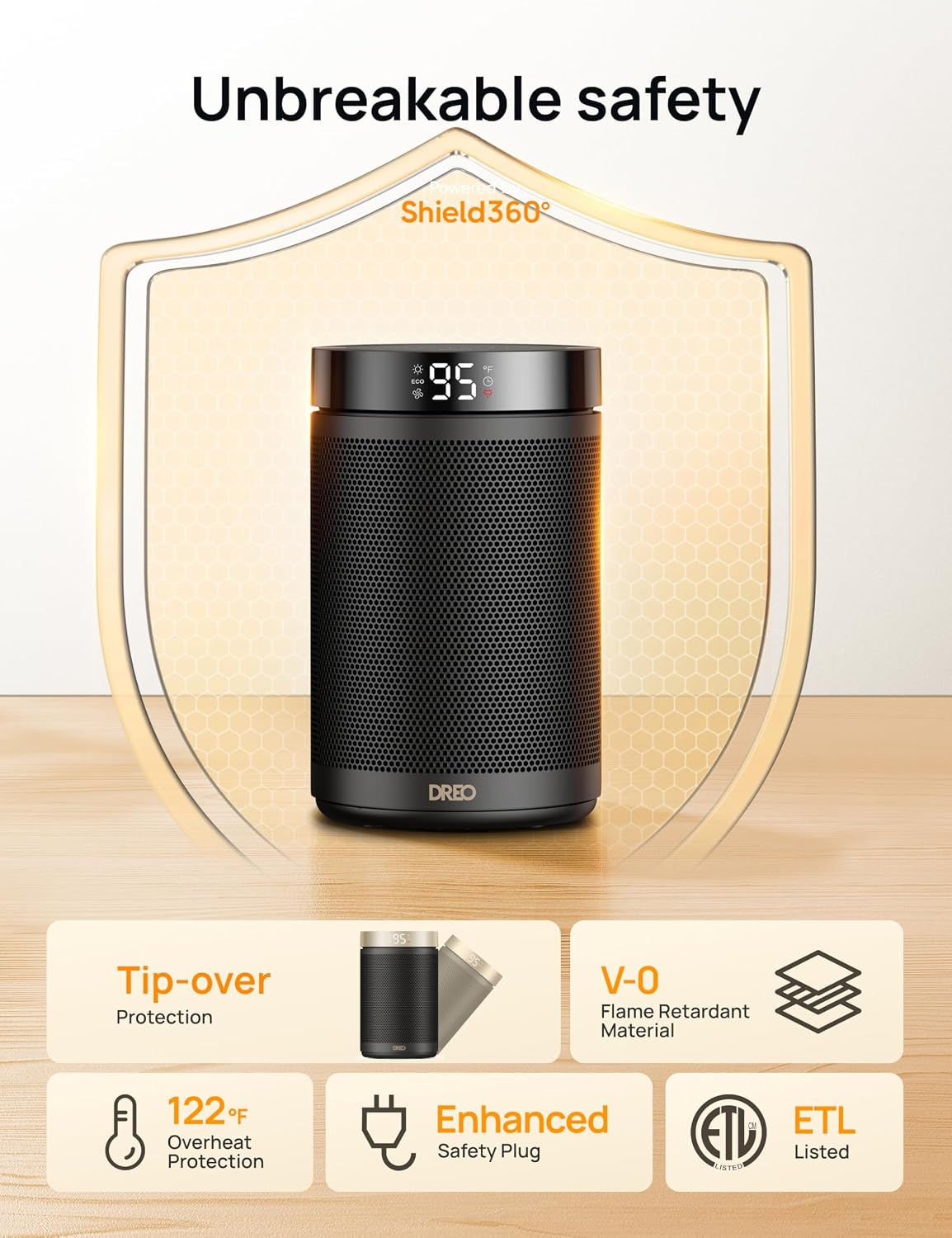 DREO Space Heater, Portable Electric Heaters for Indoor Use with Remote