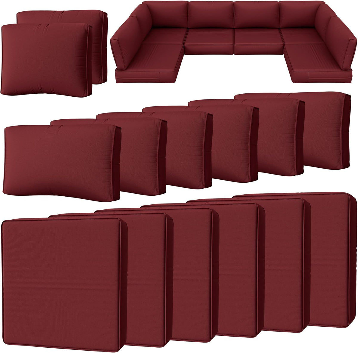 14 Pcs Outdoor Cushion Slipcovers Outdoor Patio Cushion Covers Replacement Waterproof with Zipper for Outdoor Furniture, Patio Sofa Couch 3 Sizes, Covers Only
