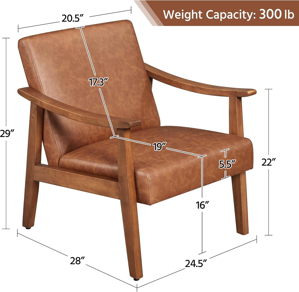 Yaheetech Accent Chairs Set of 2, Mid-Century Armchairs, Light Brown