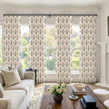 Floral Pinch Pleated Linen Curtains,Pink & White,40" W x 84" L
