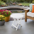 Outdoor Wooden Side Table, Folding Patio End Table, Small Round Furniture Table for Adirondack Chair, Balcony, Porch, Acacia Wood, No Assembly, White