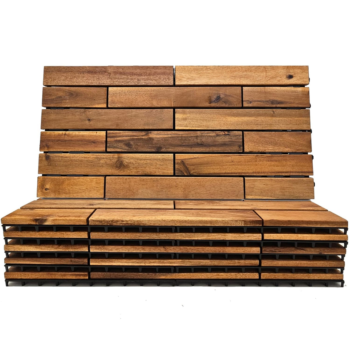 Majestick Goods 6-Pack Longboard Acacia Wood Interlocking Deck Tiles