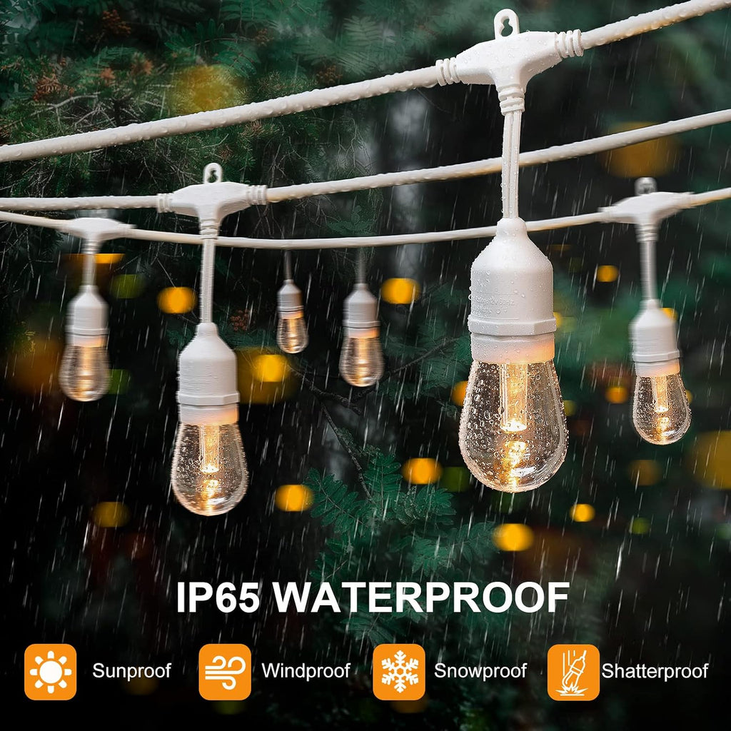 Mlambert 96FT(2x48FT) 3 Colors LED Solar String Lights with Remote, White