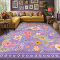 RELEANY Floral Washable 8x10 Area Rugs Purple/Pink