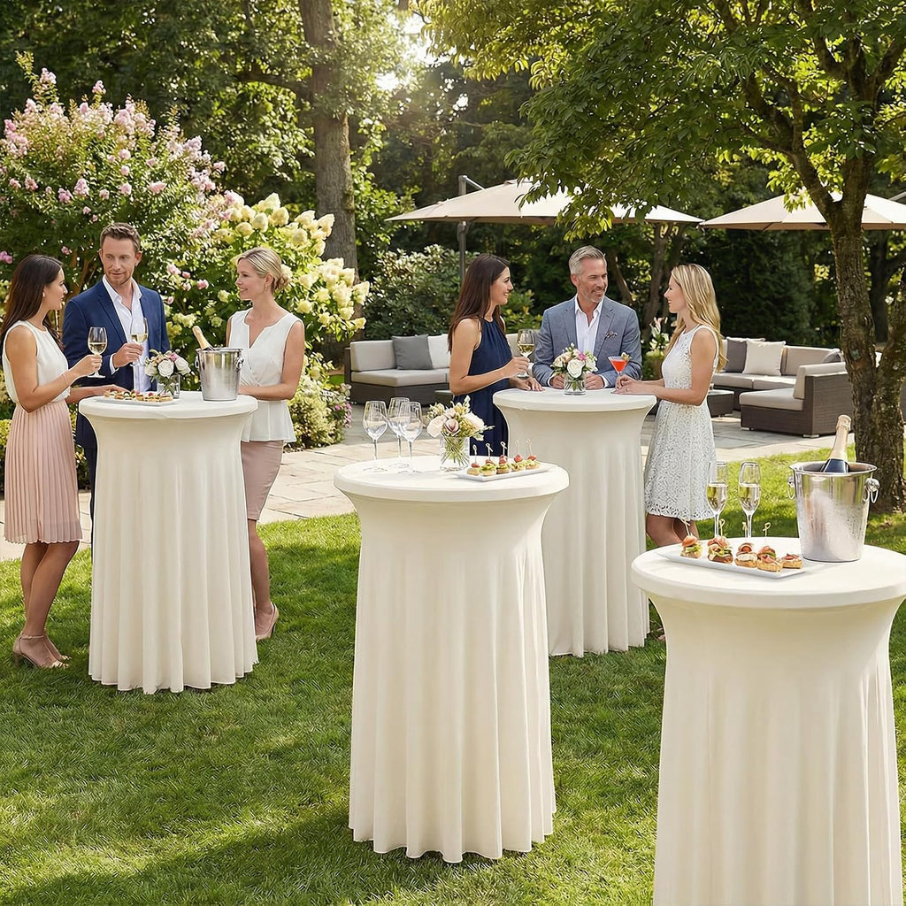 artsocket cocktail table covers, ruffle skirt, 2-pack, spandex showing dimensions