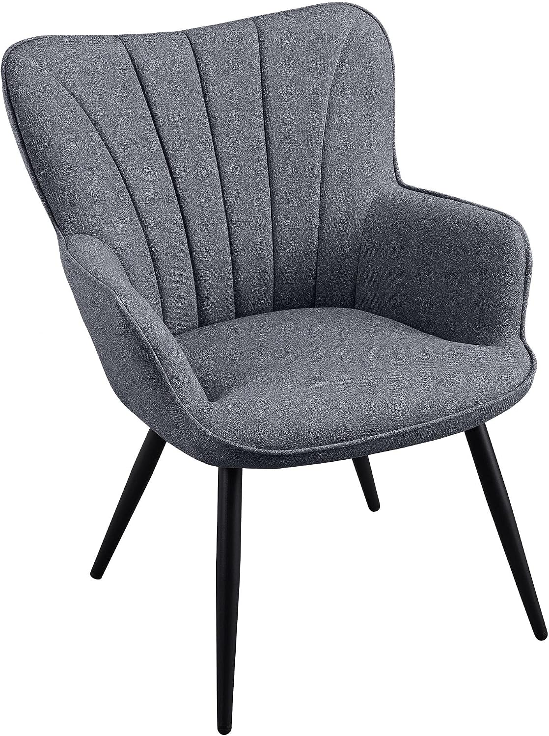 Yaheetech Accent Chair, Upholstered Armchair with Metal Legs, Grey