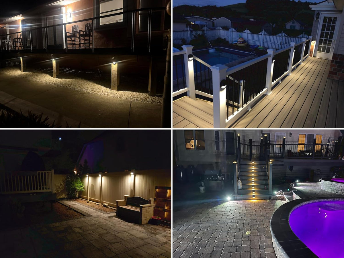 2.5w orb aluminum low voltage deck lights 2700k on a desk or shelf